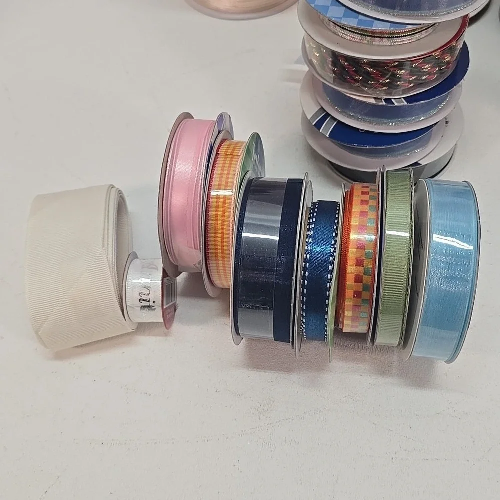 Lot of Ribbon Rolls Spools Great for‎ DIY Large Hair Bows Cheer Dance Crafts